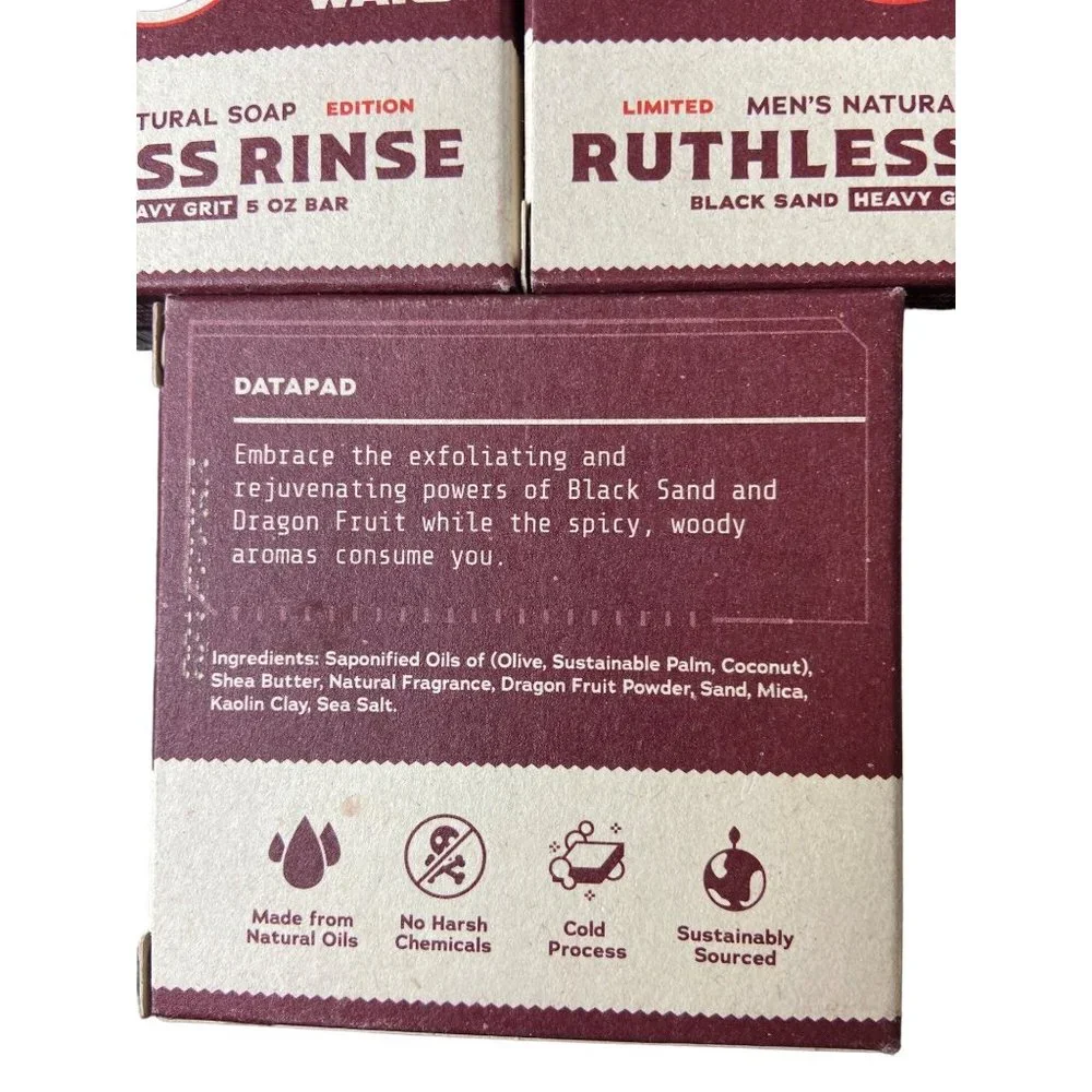 3pk Dr Squatch Ruthless Rinse Darth Maul Star Wars Mens 5oz Bar Soap Heavy Grit - Picture 2 of 3